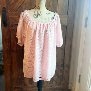 Lilly Pulitzer Light Pink Eyelet Off-Shoulder Top